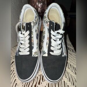 Floral Vans Sneakers with Black Accents